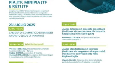 Avvisi Pubblici JTF per la Provincia di Taranto: presentazione a Taranto il 23 luglio
